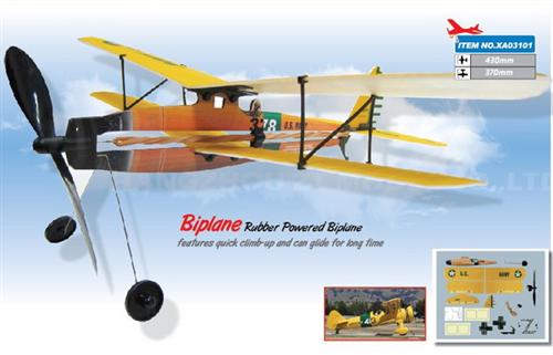 XA03101 Самолет ZT Model Aviator Biplane 17'' с резиномотором